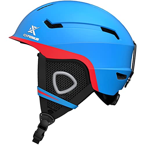 Extremus Snow Bound Ski Helmet – Impact Resistance Ventilation Snowboard Helmets with Removable Liners, Safety-Certified Snow Helmet for Adults(Blue & Red Medium)