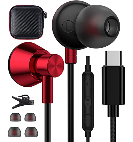 USB C Headphones, USB Type C Earbuds Stereo Bass Wired Earphones with Mic for iPad 10 Mini Pro Air 2022 Samsung S23 S22 Ultra Galaxy Z Fold 4 Flip 3 S20 S21 Google Pixel 7 Pro 6 OnePlus 11 10T 9 Pro 8