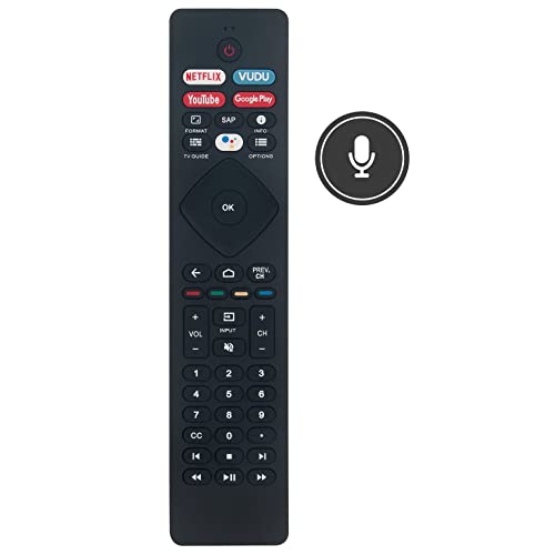 NH800UP URMT47CND0 RF402A-V14 Voice Remote Control Replacement Supports for Philips Android TV 5704 Series 5604 Series 5504 Series with Netflix Vudu YouTube Google Play Button