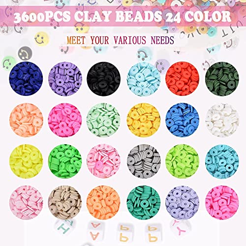 4000Pcs Clay Beads for Bracelet Making, 24 Colors (6mm)Flat Round Polymer Clay Beads Spacer Heishi Beads with Pendant Charms Kit and Elastic Strings for Jewelry Making Kit Bracelets Necklace | The Storepaperoomates Retail Market - Fast Affordable Shopping