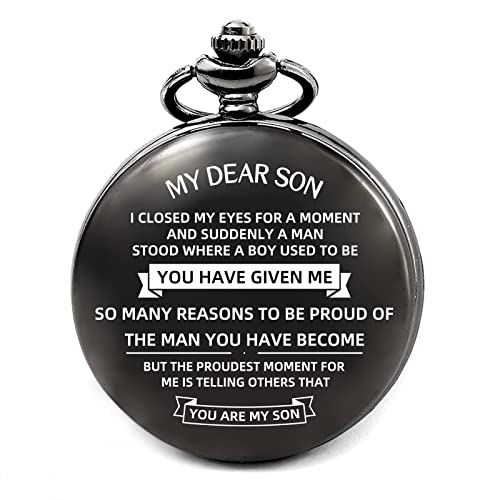 Son Gifts from Mom and Dad Personalized Pocket Watch for Son (Proud of My Son)