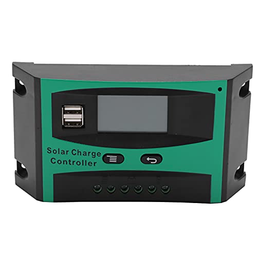 Eujgoov Solar Charge Controller 12V/24V PWM Solar Charge Controller with LCD Display Dual USB for AGM and Gel Batteries .Etc(20A)