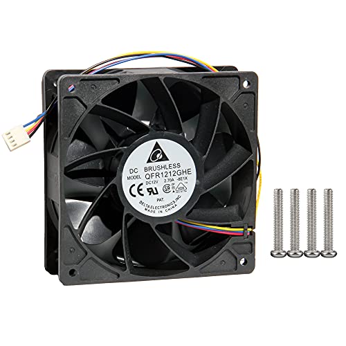 Original Delta QFR1212GHE 12VDC 2.7A 120x120x38mm 4-Pin Cooling Fan for Antminer s19 S9 L3+ High Airflow PC Case Mining Cooling Fan 6000RPM