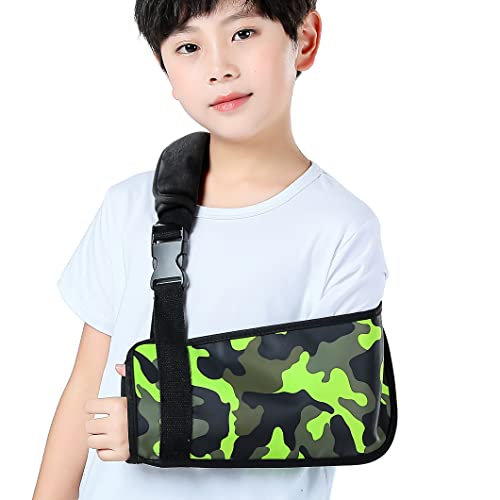 Ledhlth Camo Kids Arm Shoulder Sling for Children Padiatric Toddler Sling Brace Immobilizer Support for Shoulder Elbow Wrist Injury Boys Girls (Camouflage green, Kids L)