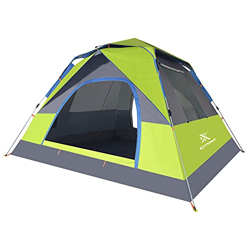 Extremus Camping Tent, Family Tents for Camping, Quick Set-Up, 6 Person Outdoor Tent, Gray/Chartreuse, 2 Doors