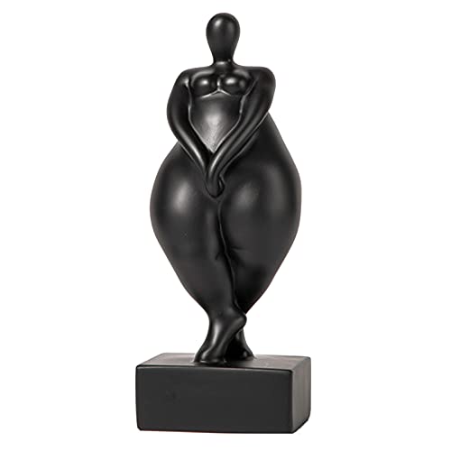 Eudatrwe Fat Woman Abstract Sculpture Creative Abstract Figure Sculpture Naked Woman Statue Office Sculpture Home Decor, Suitable for Living Room Bedroom Wine Cooler Office,Black 2