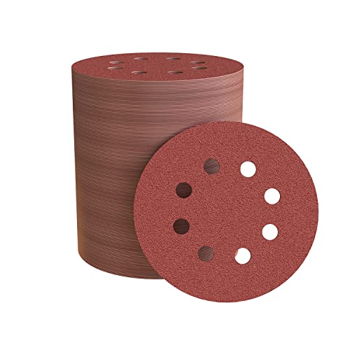 40 Pcs 5 Inch Round Sanding Discs 8 Hole Hook and Loop Sand Paper for Random Orbital Sander 8 Grades Include 60 80 100 120 150 180 240 320 Assorted Grits