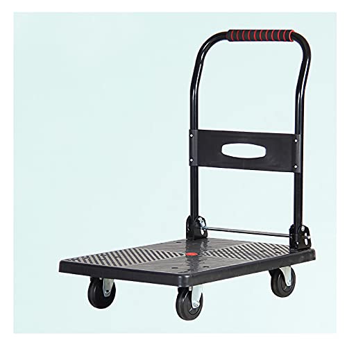 Platform Hand Truck Foldable Platform Truck Durable Plastic Panel Push Dolly with Foldable Handle Mute Wheels for Office Bookstore Library Supermarket Push Cart Dolly (Size : Normal)