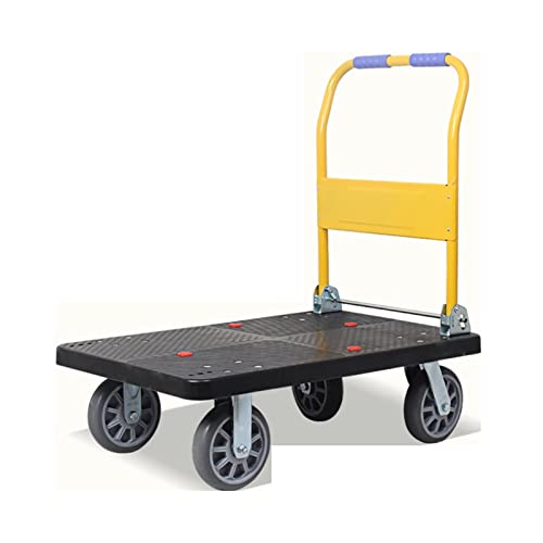 Platform Hand Truck Plastic Platform Truck with Mute Wheels Foldable Handle Easy Storage Push Cart for Home Office Warehouse Moving Hand Truck Push Cart Dolly (Size : Mute-Thicken)
