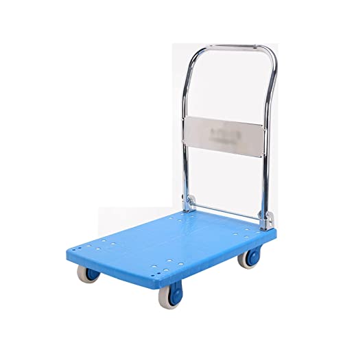 Platform Hand Truck Platform Truck Silent Push Cart with Metal Handle and Plastic Deck for Luggage Cooler Moving Folding Hand Trolley Swivel Wheels Push Cart Dolly (Size : 880lb(90 60))
