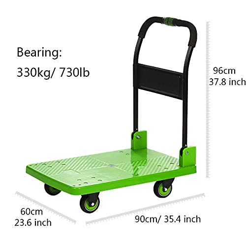 Platform Hand Truck Platform Truck Hand Flatbed Cart with 4 Wheels and Metal Handle Rolling Push Trolley Plastic Deck High Capacity for Luggage Moving Push Cart Dolly (Size : 90 60) | The Storepaperoomates Retail Market - Fast Affordable Shopping