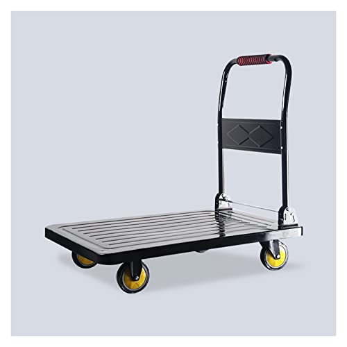 Platform Hand Truck Metal Platform Truck with 360 Degree Swivel Wheels and Foldable Handle for Iron Items Transport Large Load Capacity Push Cart Push Cart Dolly (Size : 90 60)