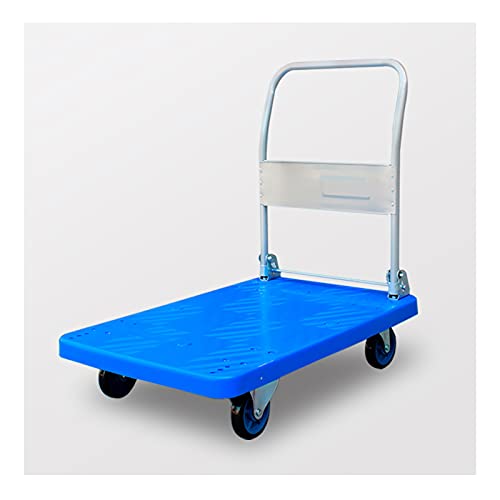 Platform Hand Truck Platform Truck with Wheels Plastic Chassis and Metal Foldable Handle for Household Items Luggage Transport Moving Push Cart Push Cart Dolly (Color : Wheels3, Size : 73 49)