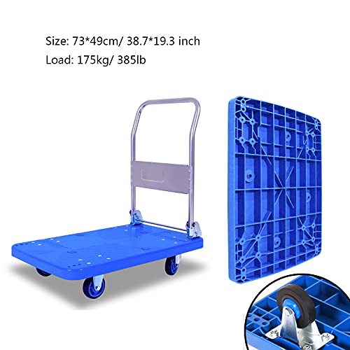 Platform Hand Truck Platform Truck with Wheels Plastic Chassis and Metal Foldable Handle for Household Items Luggage Transport Moving Push Cart Push Cart Dolly (Color : Wheels3, Size : 73 49) | The Storepaperoomates Retail Market - Fast Affordable Shopping