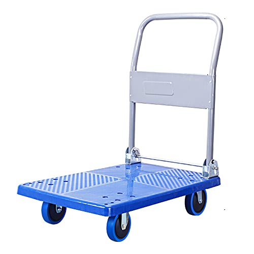 Platform Hand Truck Foldable Platform Truck Plastic Deck Push Cart Metal Handle Hand Trolley for Moving Transport Silent Wheels Fit Outdoor and Indoor Push Cart Dolly (Size : Small)