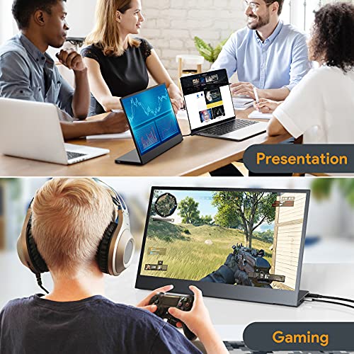 PTVDISPLAY Portable Monitor, 14 inch IPS 1080P Laptop Screen Extender, Travel Gaming External Monitor with Speakers for Laptop PC Phones and Gaming Mac Xbox PS4 Switch. (Black, 14 inch) | The Storepaperoomates Retail Market - Fast Affordable Shopping