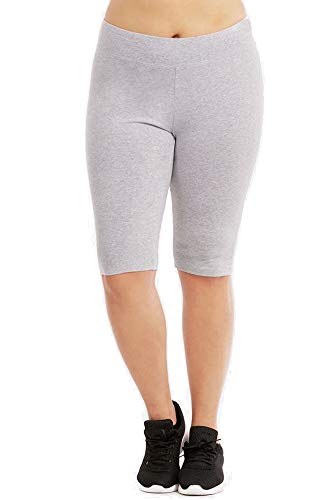 Popular Womens Bike Shorts Plus Size – Cotton Biker Shorts. Bermuda Long Shorts for Women. Gym, Workout, Yoga H Grey 4X