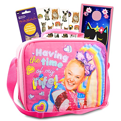 Nick Shop Jojo Siwa Lunch Bag Bundle ~ Jojo Siwa School Lunch For Girls With Premium Insulated Jojo Siwa Lunch Box, Kitten Stickers Stickers and Kitten Door Hanger (Jojo Siwa School Supplies)