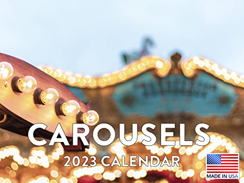 Carousel Calendar 2023 Monthly Wall Hanging Calendars Travel French Kids Room Ride Fair Photography Horse Large Planner 24 Months – Full 2023 Write On Grid Plus Bonus 2024 Preview Chart – Made In USA