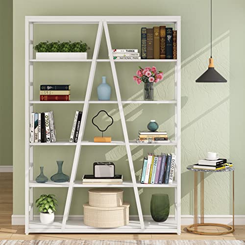 Tribesigns 6 Tier Bookshelf 71 inch Tall Bookcase, Industrial Etagere Bookcase and Bookshelves Modern Book Shelves for Living Room, Home Office, Metal Frame (White) | The Storepaperoomates Retail Market - Fast Affordable Shopping