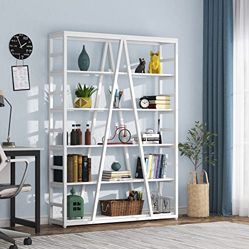 Tribesigns 6 Tier Bookshelf 71 inch Tall Bookcase, Industrial Etagere Bookcase and Bookshelves Modern Book Shelves for Living Room, Home Office, Metal Frame (White) | The Storepaperoomates Retail Market - Fast Affordable Shopping