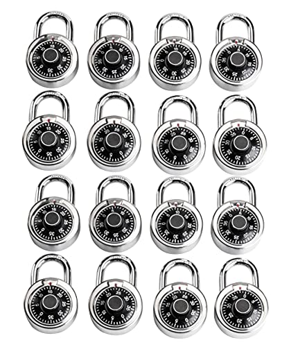 Standard Dial Combination Lock, 2 in. Wide, with Different Combinations,Pack of 16; Lock for School, Employee, Gym & Sports Locker, Case, Toolbox, Fence and so on