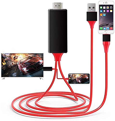 MagicEB [Apple MFi Certified] Lightning to HDMI Adapter Cable, Compatible with iPhone to HDMI Adapter, 1080P Digital AV Converter, iPad iPod to TV Cord 6.6FT, Red
