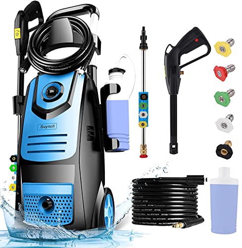 Pressure Washer 1.8GPM Suyncll Electric Pressure Washer 1800W Electric Power Washer High Power Washer Surface Cleaner Machine with Detergent Tank & 5 Nozzles