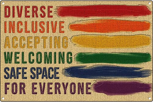 Diverse Inclusive Accepting Welcoming Safe Space for Everyone Diversity Posters, Rainbow Poster, Equality Sign for Home, Inspirational Poster, Office Poster 8x12inch
