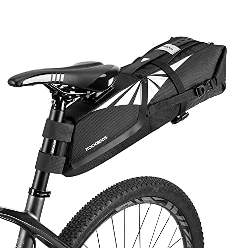 ROCKBROS Bike Saddle Bag Bike Seat Bag Waterproof & Large Capacity Bikepacking Bag Under Seat With Buckle For Mountain Road Bike Max 8L