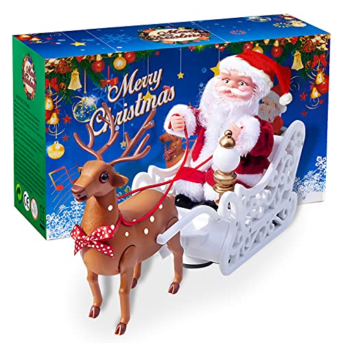 COMYCLE Christmas Toys, Hot Toys for Christmas 2022, Christmas Toys 2022, Plush Singing Santa Claus Elk Sleigh Deer Stuffed Electric Toy Car Doll Christmas Gift.