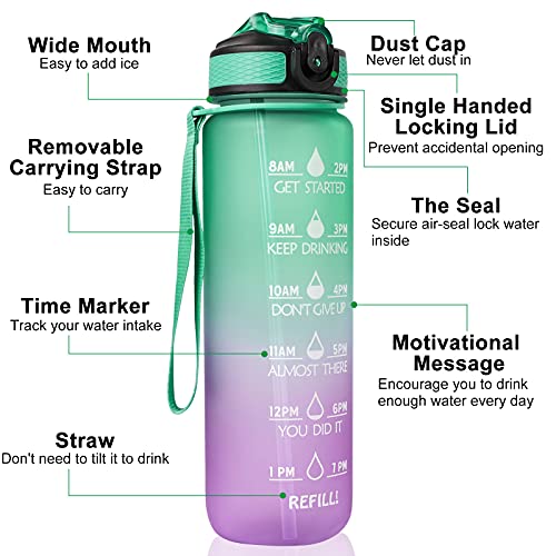 Cagelya 32 oz Motivational Water Bottles with Times to Drink Insulated Water Bottle with Straw & Time Marker Large & Big Reusable Sports Water Bottle for Men Women to Gym Running Bike Travel | The Storepaperoomates Retail Market - Fast Affordable Shopping