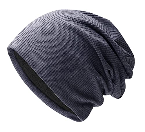 JiaTL WeyJia Beanie Hat Knit Cap for Women Men Unisex Fashion Slouchy Skull Hats Stretchy Lightweight (Grayish Blue)…