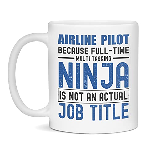 Airline Pilot Ninja Funny Airline Pilot Mug Gift, 11-Ounce White