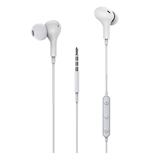 Earbuds Noise Cancelling Wired Magnetic Earphone Headphones for Samsung Galaxy A02S A03S A12 A22 A32 A42 A52 A51 A71 A72 A13 5G / Moto One 5G Ace, G Pure Stylus Power Edge Plus/LG Stylo 6 (A- White)