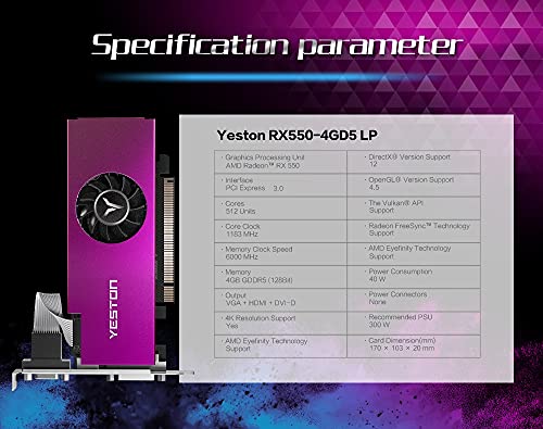 Yeston AMD Radeon RX550 Gaming Graphics Cards,4G/128bit/GDDR5 6000MHz VGA + HD + DVI-D Low Profile GPU,Desktop Video Card | The Storepaperoomates Retail Market - Fast Affordable Shopping