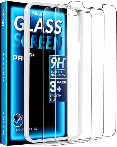 Mkeke Compatible with iPhone 13 Screen Protector/iPhone 13 Pro Glass Screen Protector Tempered 6.1 inch 3-Pack