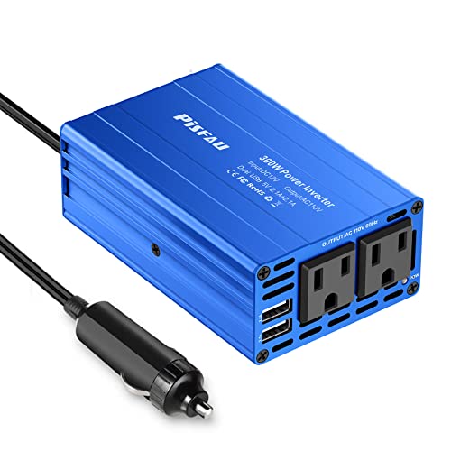 300W Power Inverter 12V DC to 110V AC Car Plug Adapter Outlet Converter with 4.2A Dual USB AC car Charger for Laptop Computer,Road Trip Essentials Camping Accessories