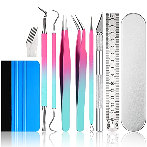 13 Pieces Weeding Silhouette Tools Kit, Craft Vinyl Weeding Tools Lettering Vinyl Tool Kit Stainless Steel Silhouette Accessories Craft Knife Ruler Vinyl Scraper for Vinyl Crafts DIY Paper Cameo