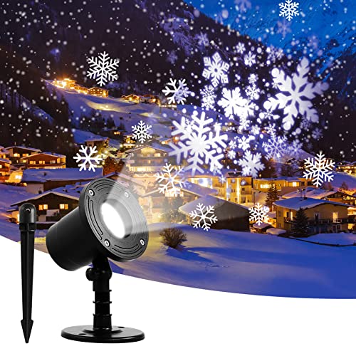 Christmas Projector Light Outdoor, Upgraded Snowflake LED Light Projector with IP65 Waterproof, LED Snowfall Christmas Decorations Lighting for Xmas New Year Home Garden Party