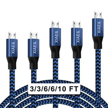 Micro USB Cable,XIAE& 5Pack (3/3/6/6/10FT) Nylon Braided Fast Charging Cable Aluminum Housing USB Charger Android Cable for Samsung Galaxy S7 Edge S6 S5,Android Phone,LG G4,HTC and More (Blue) | The Storepaperoomates Retail Market - Fast Affordable Shopping