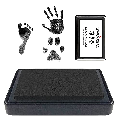 WEWESGAO Ink Pads for Baby Footprints and Pet Paw Print kit,Non-Toxic and Acid-Free Ink, Easy to Wipe and Wash Off Skin, Smudge Proof,Perfect Family Memory Gift,Long Lasting Keepsakes(Black)