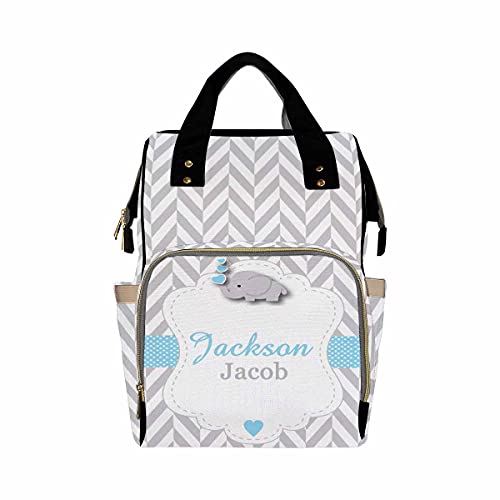 Custom Backpack with Your Name Gray Background Custom Diaper Bag Mommy Nappy Bag Fashion Schoolbag Shoulder Bag Casual Daypack Bag for Baby Girls School Travel