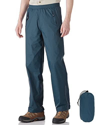 Outdoor Ventures Men’s Rain Pants Waterproof Rain Overall Pants Windproof Packable Rain Outdoor Pants Blue
