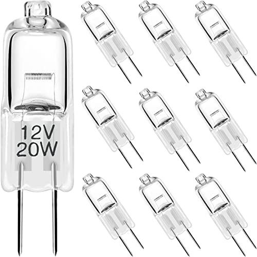 Diximus G4 Low Voltage Halogen Bulbs – 20 Watt Small Light Bulb – 12V Landscape Light Bulbs 20W Bi-Pin Bulb for Under Cabinet Puck Light, Chandeliers, Track Lighting – Warm White 2700K – 10 Pack
