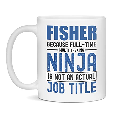 Fisher Ninja Funny Fisher Mug Gift, 11-Ounce White
