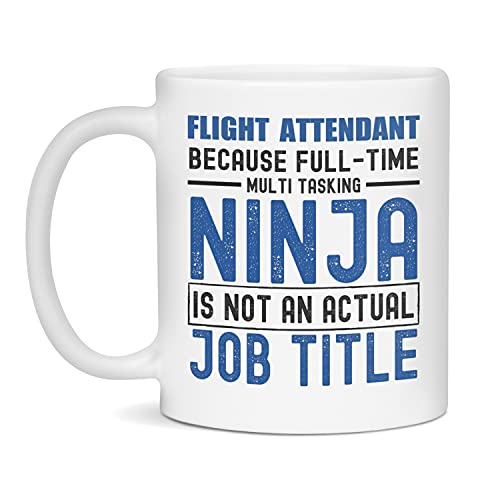 Flight Attendant Ninja Funny Flight Attendant Mug Gift, 11-Ounce White