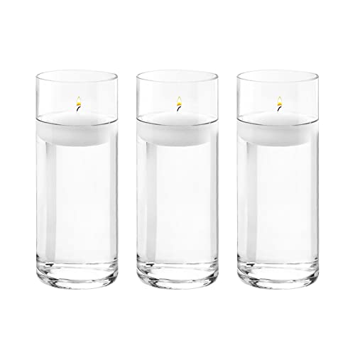 10 Inches Tall (25 cm) Clear Glass Cylinder vases,Pack of 3 Centerpiece Flower Vase,Floating Candle Holder for Home & Garden Decor, Wedding, Party .