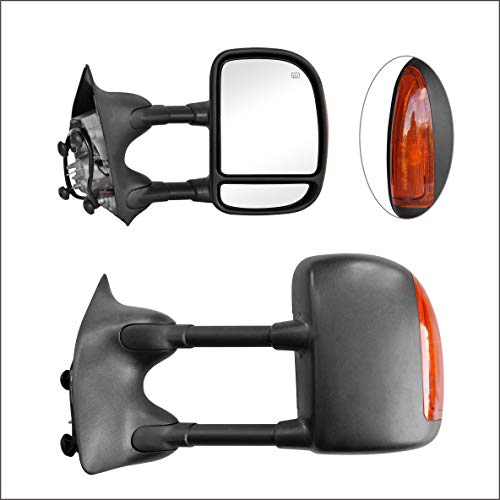 PZ Towing Mirrors Replacement Fit for 1999-2007 F250 F350 F450 F550 Super Duty 2001-2005 Excursion Pickup Truck Power Heated With Amber Signal in Pair