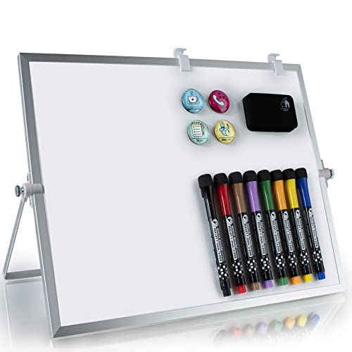 Dry Erase White Board for Desk & Wall,12″X16″ Large Magnetic Desktop Whiteboard with Stand, 8 Markers, 4 Magnets,1 Eraser, Double-Sided Portable Whiteboard Easel for Office, Students Memo to Do List